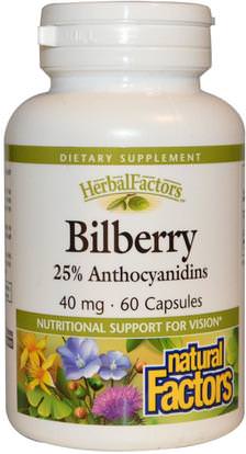 Natural Factors, Bilberry, 40 mg, 60 Capsules ,الصحة، العناية بالعيون، العناية بالعيون، التوت