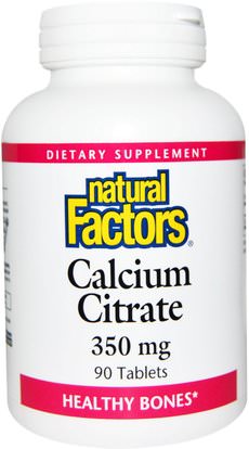 Natural Factors, Calcium Citrate, 350 mg, 90 Tablets ,المكملات الغذائية، المعادن، سيترات الكالسيوم