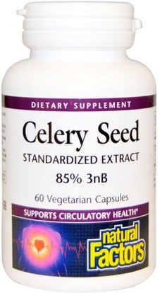 Natural Factors, Celery Seed, Standardized Extract, 60 Veggie Caps ,الأعشاب، بذور الكرفس