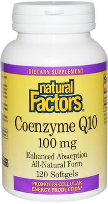 Natural Factors, Coenzyme Q10, 100 mg, 120 Softgels ,المكملات الغذائية، أنزيم q10، coq10