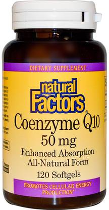 Natural Factors, Coenzyme Q10, 50 mg, 120 Softgels ,المكملات الغذائية، أنزيم q10، coq10 050 ملغ