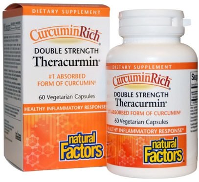 Natural Factors, CurcuminRich, Double Strength Theracurmin, 60 Veggie Caps ,المكملات الغذائية، مضادات الأكسدة، الكركمين