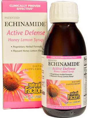 Natural Factors, Echinamide Active Defense, Honey Lemon Syrup, 5 fl oz (150 ml) ,المكملات الغذائية، المضادات الحيوية، السوائل إشنسا
