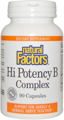 Natural Factors, Hi Potency B Complex, 90 Capsules ,الفيتامينات، فيتامين ب، فيتامين ب المعقدة