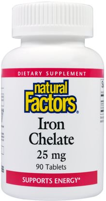 Natural Factors, Iron Chelate, 25 mg, 90 Tablets ,المكملات الغذائية، والمعادن، والحديد