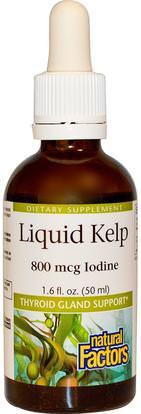 Natural Factors, Liquid Kelp, 800 mcg Iodine, 1.6 fl oz (50 ml) ,الصحة، الغدة الدرقية، المكملات الغذائية، الطحالب المختلفة، عشب البحر