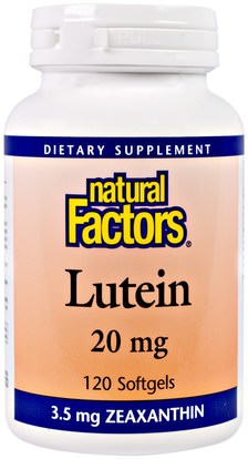 Natural Factors, Lutein, 20 mg, 120 Softgels ,المكملات الغذائية، مضادات الأكسدة، اللوتين