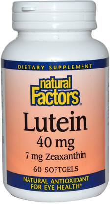Natural Factors, Lutein, 40 mg, 60 Softgels ,المكملات الغذائية، مضادات الأكسدة، اللوتين