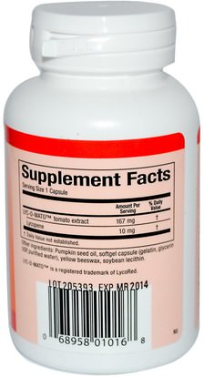 Natural Factors, Lycopene, 10 mg, 60 Softgels ,المكملات الغذائية، مضادات الأكسدة، الليكوبين