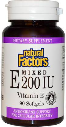 Natural Factors, Mixed E, 200 IU, 90 Softgels ,الفيتامينات، فيتامين e