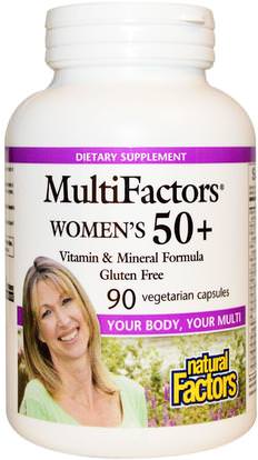 Natural Factors, MultiFactors, Womens 50+, 90 Veggie Caps ,الفيتامينات، النساء الفيتامينات
