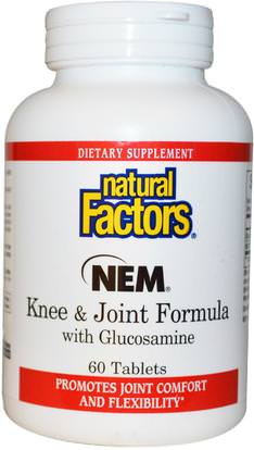 Natural Factors, NEM Knee & Joint Formula with Glucosamine, 60 Tablets ,الصحة، العظام، هشاشة العظام، الصحة المشتركة، المكملات الغذائية، غشاء قشر البيض