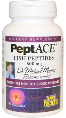 Natural Factors, PeptACE, Fish Peptides, 500 mg, 90 Capsules ,والصحة، وضغط الدم