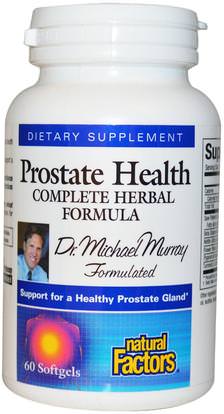Natural Factors, Prostate Health, Complete Herbal Formula, 60 Softgels ,الصحة، الرجال، البروستاتا