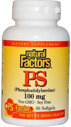 Natural Factors, PS (Phosphatidylserine), 100 mg, 60 Softgels ,المكملات الغذائية، فسفاتيديل، ومكافحة الشيخوخة