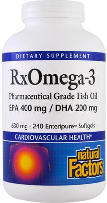 Natural Factors, Rx Omega-3 Factors, EPA 400 mg/DHA 200 mg, 240 Softgels ,المكملات الغذائية، إيفا أوميجا 3 6 9 (إيبا دا)، زيت السمك