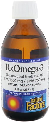 Natural Factors, Rx Omega-3, Natural Orange Flavor, 8 fl oz (237 ml) ,المكملات الغذائية، إيفا أوميجا 3 6 9 (إيبا دا)، دا، إيبا
