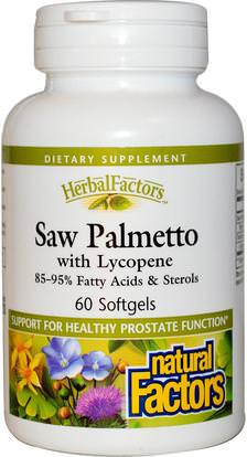 Natural Factors, Saw Palmetto, with Lycopene, 60 Softgels ,المكملات الغذائية، مضادات الأكسدة، الليكوبين، الصحة، الرجال