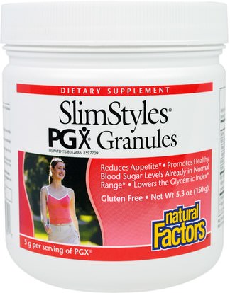 Natural Factors, SlimStyles, PGX Granules, Unflavored, 5.3 oz (150 g) ,المكملات الغذائية، والألياف، غلوكومانان (كونجاك الجذر)، غلوكومانان (كونجاك الجذر) مسحوق، بكس