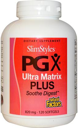 Natural Factors, SlimStyles, PGX Ultra Matrix Plus, Soothe Digest, 820 mg, 120 Softgels ,الصحة، الهضم، المعدة، الألياف، غلوكومانان (كونجاك الجذر)، بكس