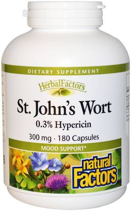 Natural Factors, St. Johns Wort, 300 mg, 180 Capsules ,الأعشاب، الشارع. جونز، ورت