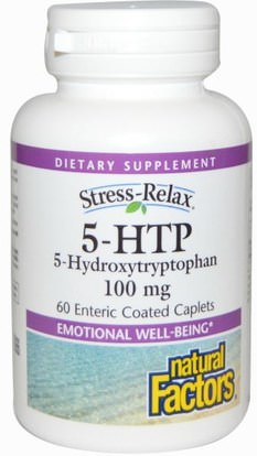Natural Factors, Stress-Relax, 5-HTP, 100 mg, 60 Enteric Coated Caplets ,المكملات الغذائية، 5-هتب، 5-هتب 100 ملغ