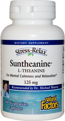 Natural Factors, Stress-Relax, Suntheanine, L-Theanine, 125 mg, 60 Vegetarian Capsules ,المكملات الغذائية، ل الثيانين، والصحة، والقلق