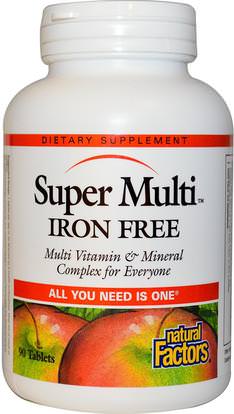 Natural Factors, Super Multi, Iron Free, 90 Tablets ,الفيتامينات، الفيتامينات