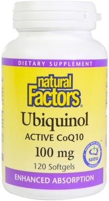 Natural Factors, Ubiquinol, QH Active CoQ10, 100 mg, 120 Softgels ,المكملات الغذائية، مضادات الأكسدة، أوبيكينول خ، أوبيكينول coq10
