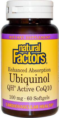 Natural Factors, Ubiquinol, QH Active CoQ10, 100 mg, 60 Softgels ,المكملات الغذائية، مضادات الأكسدة، أوبيكينول خ، أوبيكينول coq10