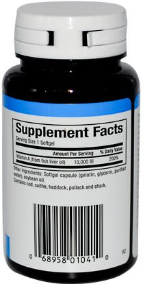 Natural Factors, Vitamin A, 10,000 IU, 180 Softgels ,الفيتامينات، فيتامين أ