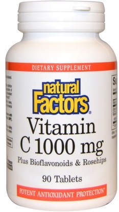 Natural Factors, Vitamin C, Plus Bioflavonoids & Rosehips, 1000 mg, 90 Tablets ,الفيتامينات، فيتامين ج