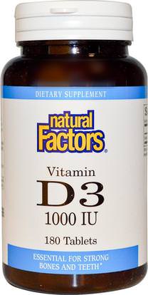 Natural Factors, Vitamin D3, 1000 IU, 180 Tablets ,الفيتامينات، فيتامين d3