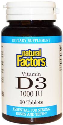 Natural Factors, Vitamin D3, 1000 IU, 90 Tablets ,الفيتامينات، فيتامين d3