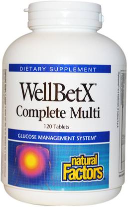 Natural Factors, WellBetX Complete Multi, 120 Tablets ,الصحة، السكر في الدم، الفيتامينات، الفيتامينات