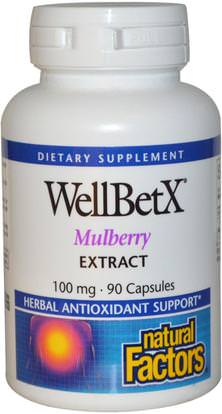 Natural Factors, WellBetX, Mulberry Extract, 100 mg, 90 Capsules ,والمكملات الغذائية، والتوت