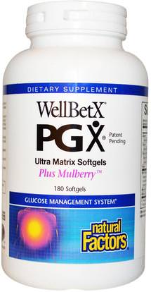 Natural Factors, WellBetX PGX, Plus Mulberry, 180 Softgels ,الصحة، السكر في الدم، المكملات الغذائية، الألياف، بكس