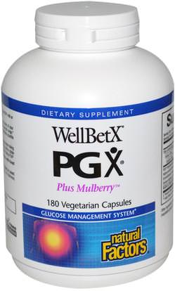 Natural Factors, WellBetX PGX, Plus Mulberry, 180 Veggie Caps ,المكملات الغذائية، والألياف، غلوكومانان (كونجاك الجذر)، التوت