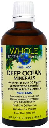 Natural Factors, Whole Earth & Sea Deep Ocean Minerals, 3.38 fl oz (100 ml) ,والملاحق، والمعادن