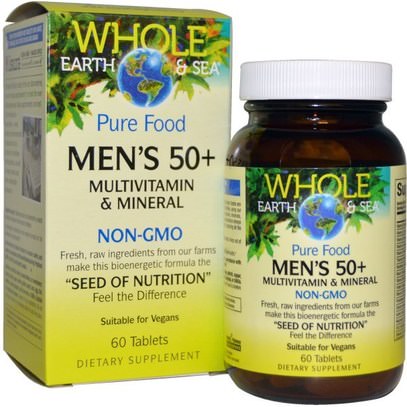 Natural Factors, Whole Earth & Sea, Mens 50+ Multivitamin & Mineral, 60 Tablets ,الفيتامينات، الرجال الفيتامينات المتعددة - كبار السن
