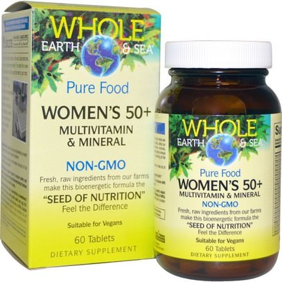 Natural Factors, Whole Earth & Sea, Womens 50+ Multivitamin & Mineral, 60 Tablets ,الفيتامينات، نساء، الفيتامينات، -، سينيورس