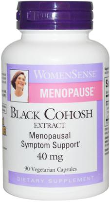 Natural Factors, WomenSense, Menopause, Black Cohosh Extract, 40 mg, 90 Veggie Caps ,والصحة، والنساء، كوهوش السوداء، وانقطاع الطمث