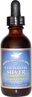 Natural Path Silver Wings, Colloidal Silver, 500 PPM, 2 fl oz (60 ml) ,والمكملات، والفضة الغروانية