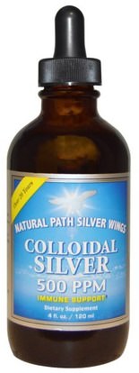 Natural Path Silver Wings, Colloidal Silver, 500 ppm, 4 fl oz (120 ml) ,والمكملات، والفضة الغروانية
