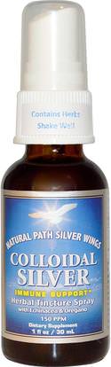Natural Path Silver Wings, Colloidal Silver, Herbal Tincture Spray, 150 PPM, 1 fl oz (30 ml) ,والملاحق، والمعادن، والفضة الغروية
