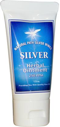 Natural Path Silver Wings, Silver Herbal Ointment, 250 PPM, 1.5 oz ,والمكملات الغذائية، والفضة الغروية، والجلد