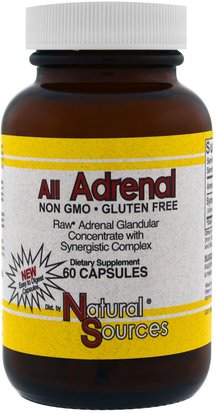 Natural Sources, All Adrenal, 60 Capsules ,المكملات الغذائية، الكظرية، منتجات الأبقار