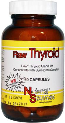 Natural Sources, Raw Thyroid, 60 Capsules ,المكملات الغذائية، منتجات الأبقار، الصحة، الغدة الدرقية