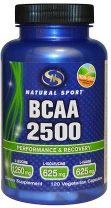 Natural Sport, BCAA 2500, 120 Veggie Caps ,المكملات الغذائية، والأحماض الأمينية، بكا (متفرعة سلسلة الأحماض الأمينية)