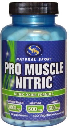 Natural Sport, Pro Muscle Nitric, Nitric Oxide Formula, 120 Veggie Caps ,والرياضة، وأكسيد النيتريك، والعضلات